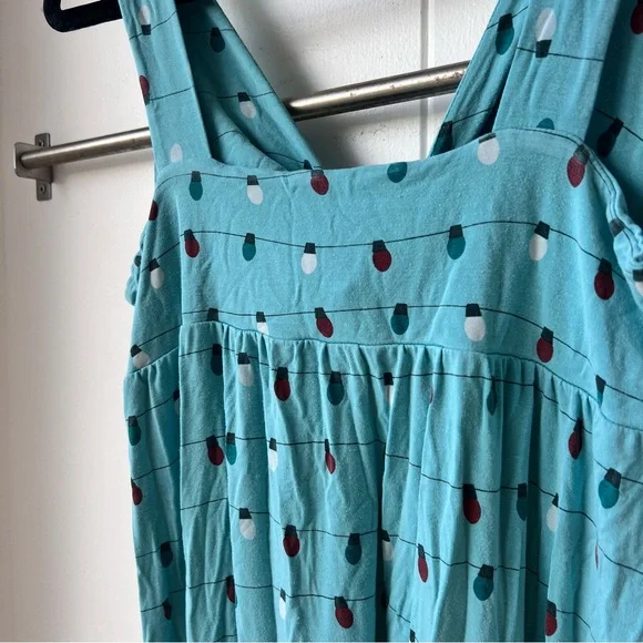 Kickee Pants Simple Twist Pajamas Dress Night Gown Blue Glacier Holiday Lights M - Picture 7 of 7